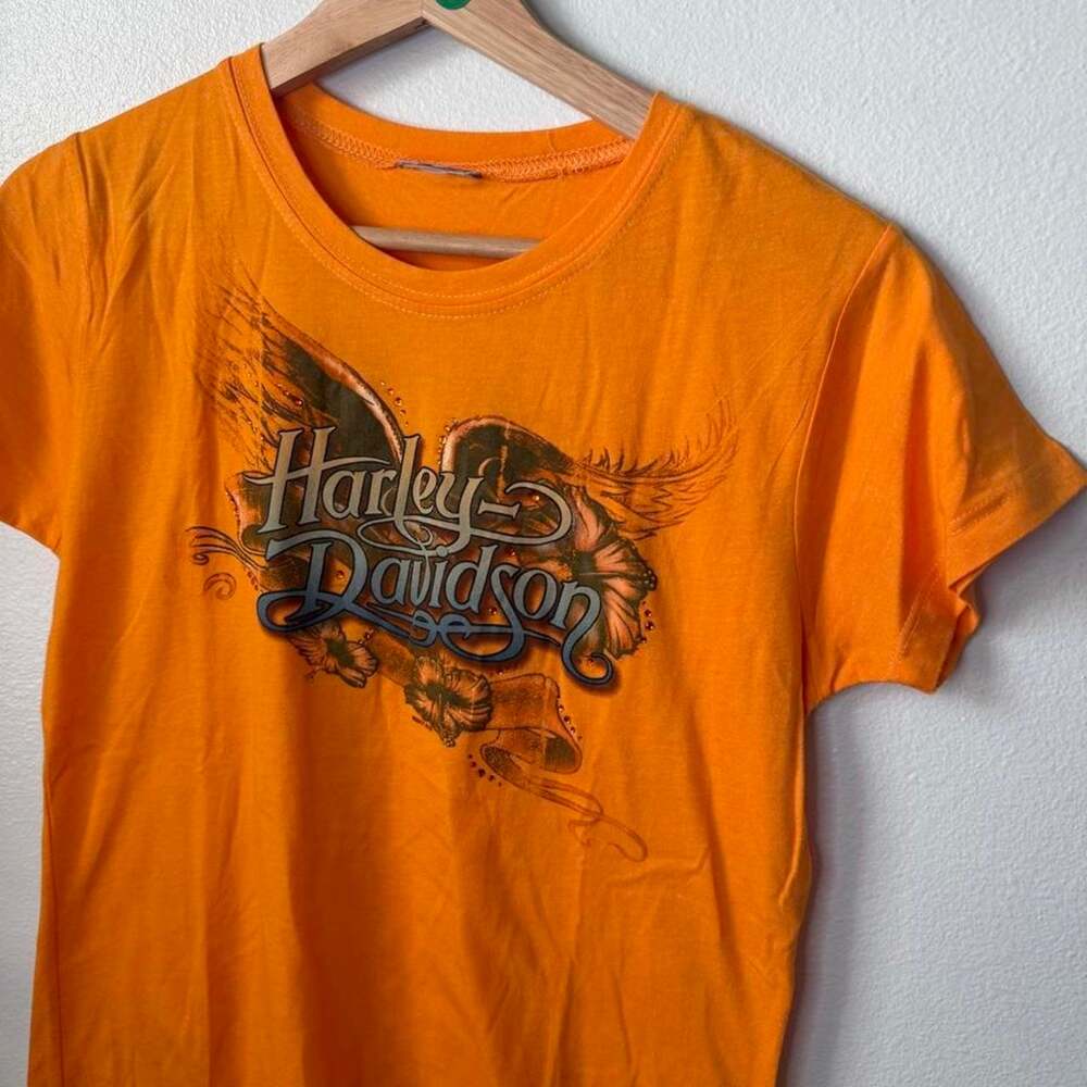 2011 Harley Davidson orange baby t-shirt. Rind stones
